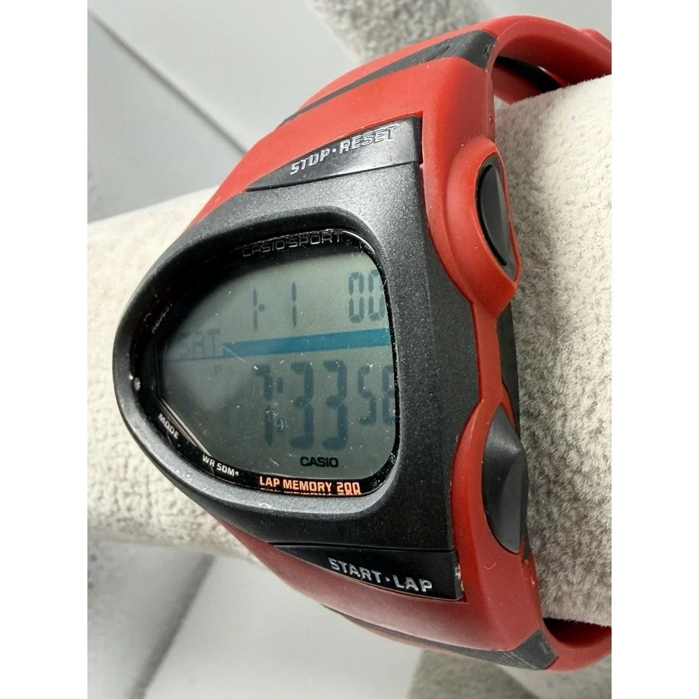 Casio CHR-100 Sport Phys New Battery Mens Watch Red Black 46MM 7.5